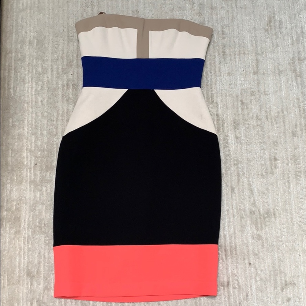 BCBG Strapless colorblock dress